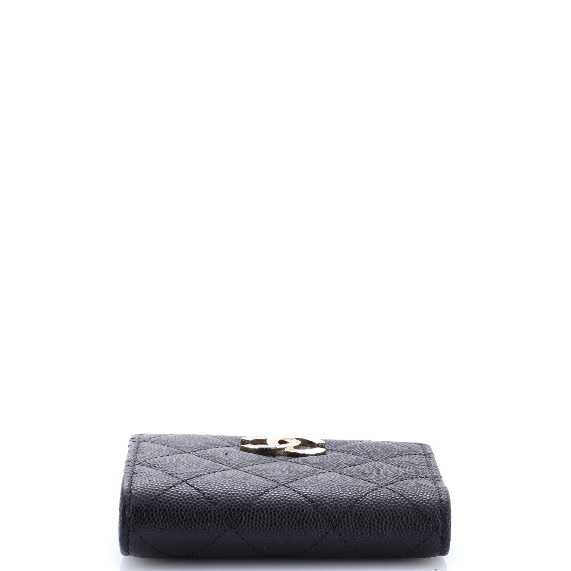 Crystal CC Bifold Wallet Quilted Caviar Compact