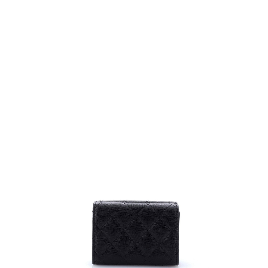 Textured CC Flap Wallet Quilted Caviar Small