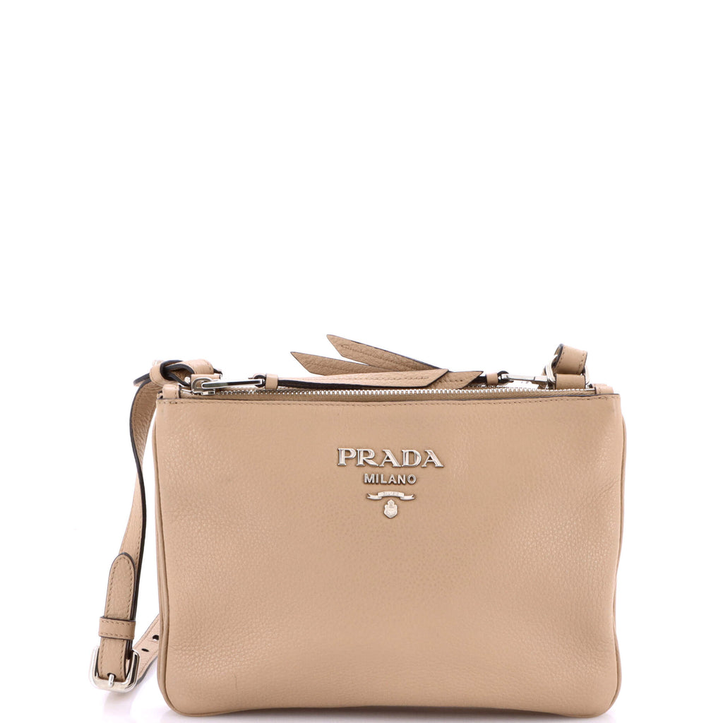 Double Zip Crossbody Bag Vitello Daino Small