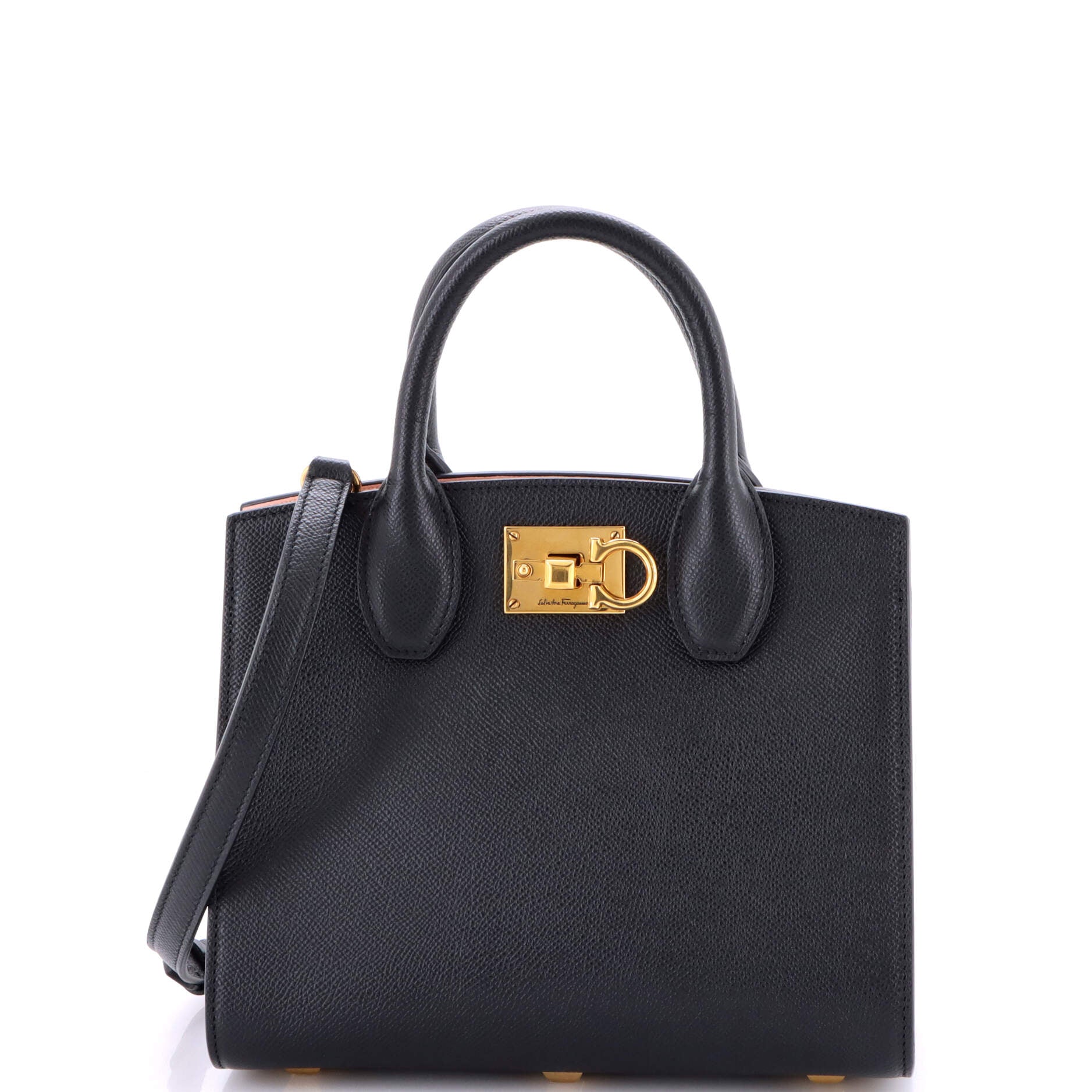 Studio Top Handle Box Bag Leather Small