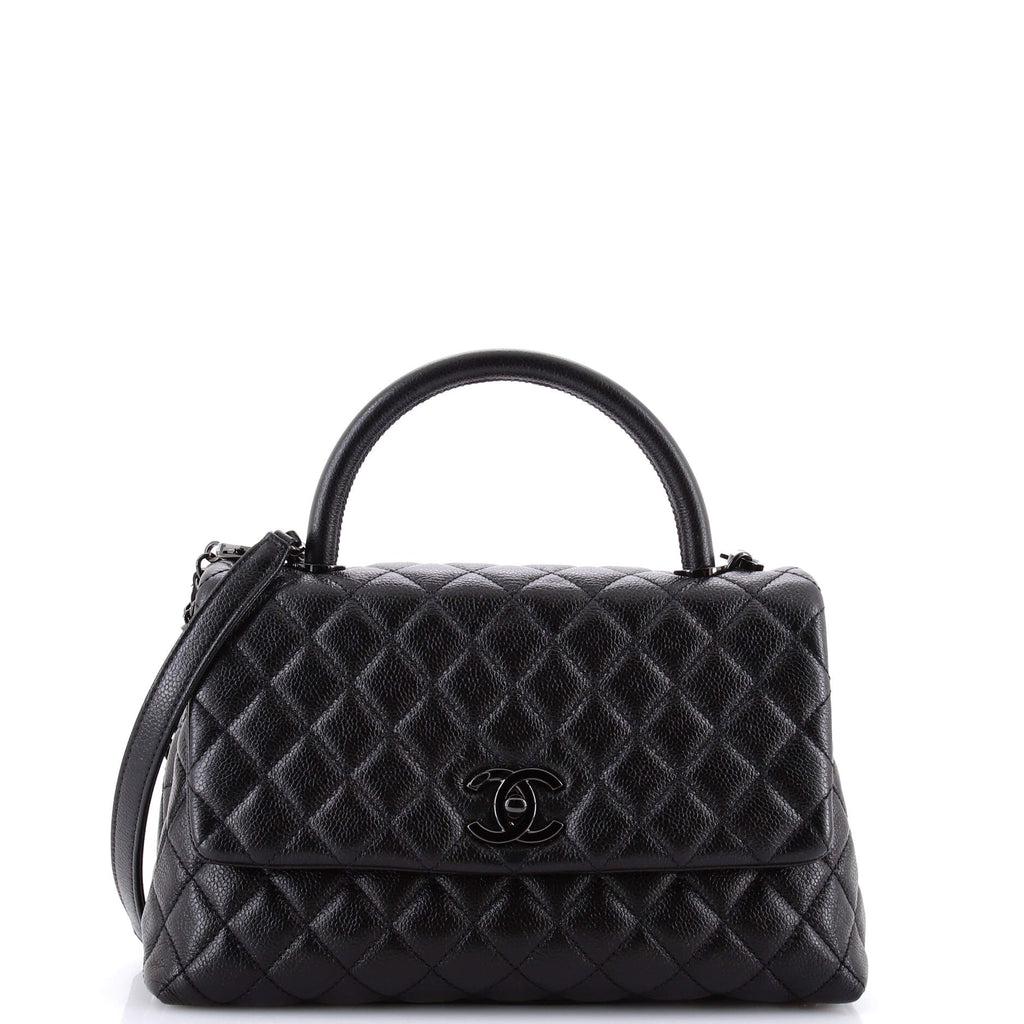 So Black Coco Top Handle Bag Quilted Caviar Small