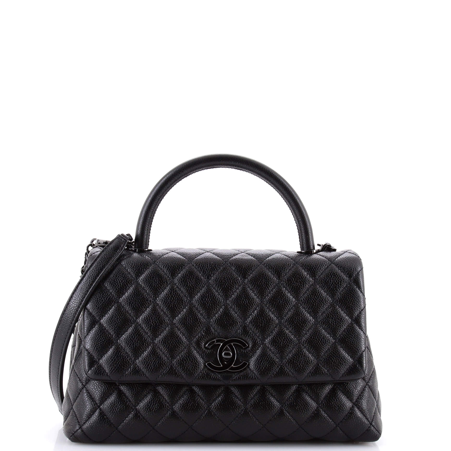 So Black Coco Top Handle Bag Quilted Caviar Small