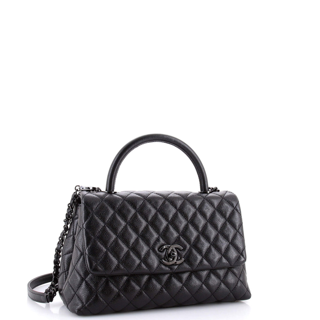 So Black Coco Top Handle Bag Quilted Caviar Small
