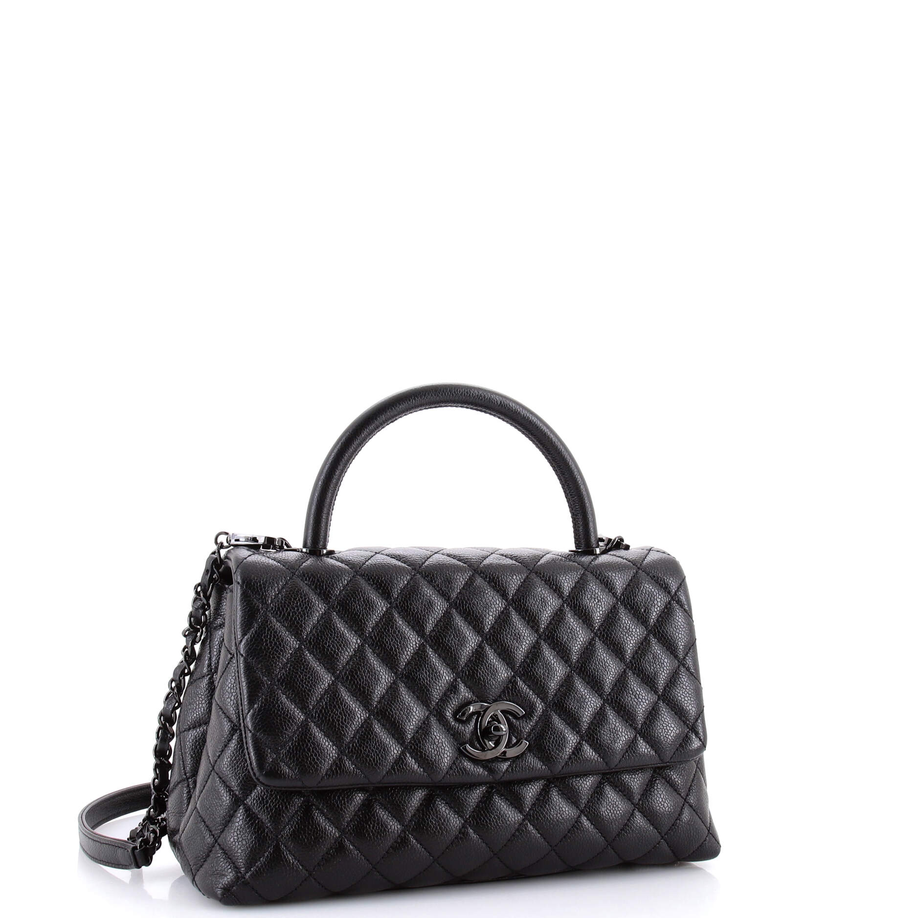 So Black Coco Top Handle Bag Quilted Caviar Small