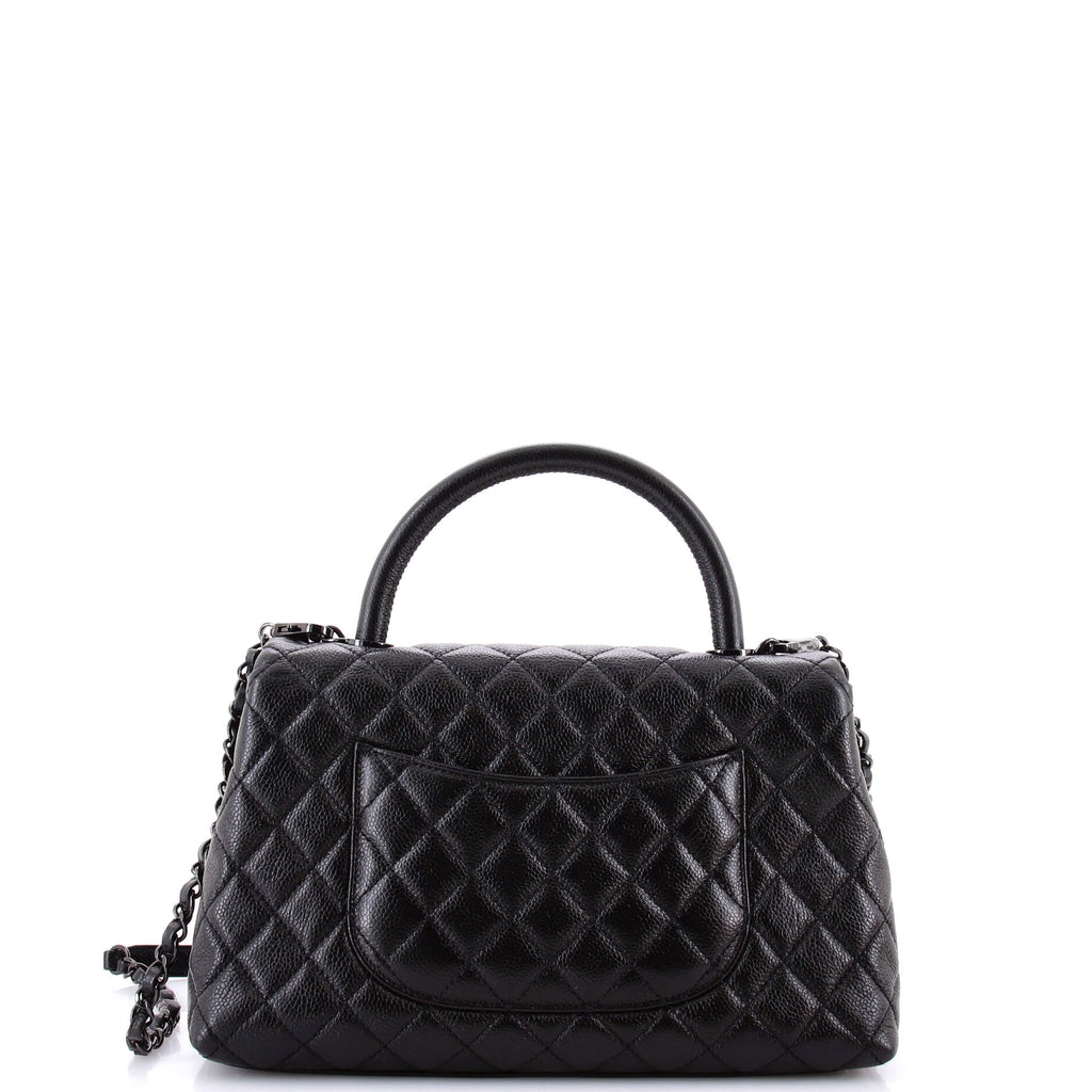 So Black Coco Top Handle Bag Quilted Caviar Small