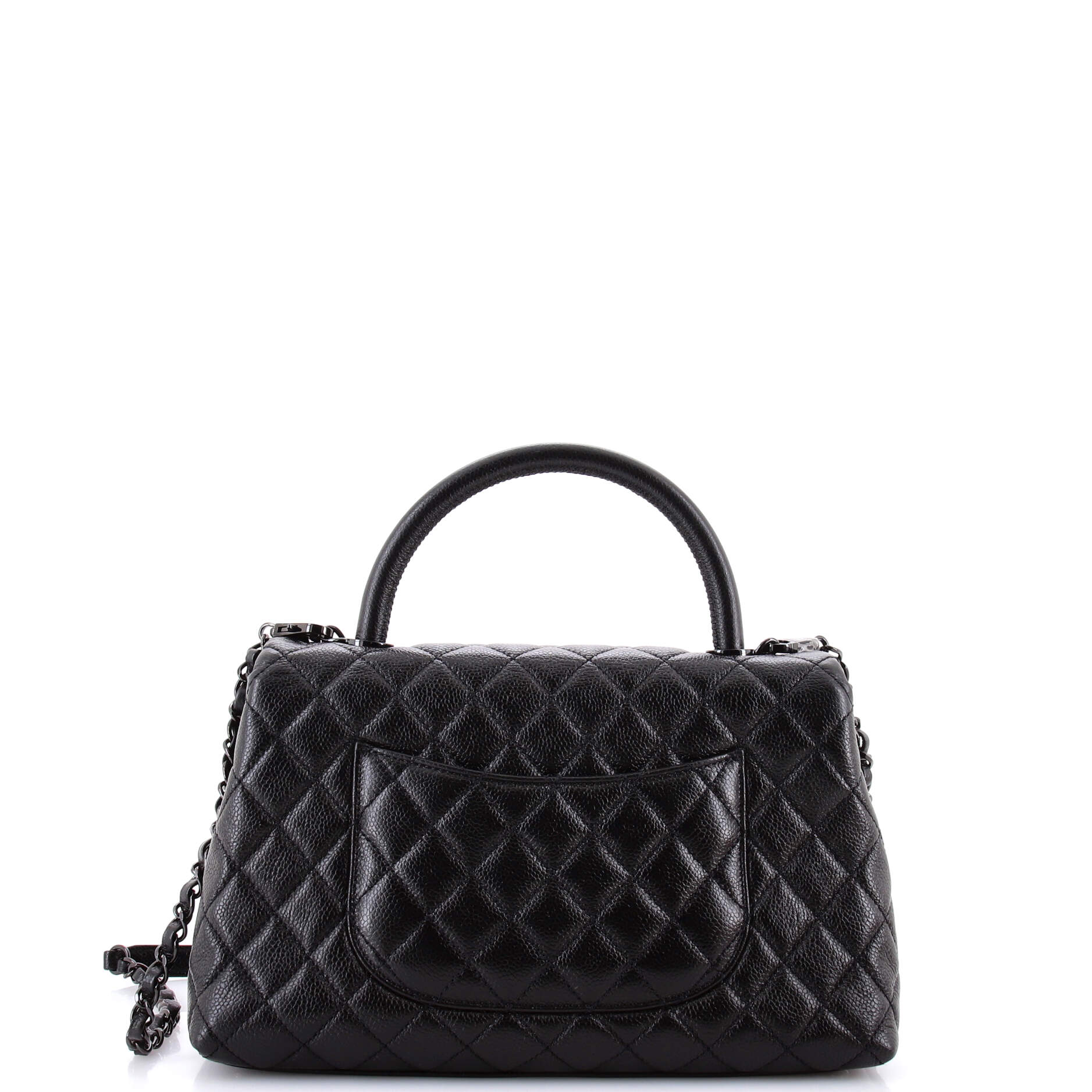 So Black Coco Top Handle Bag Quilted Caviar Small
