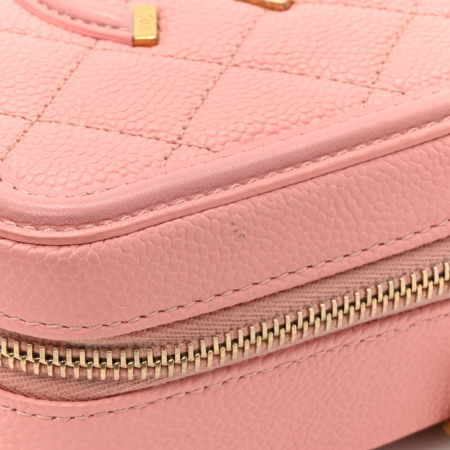 Caviar Quilted Small CC Filigree Vanity Case Rose Pink