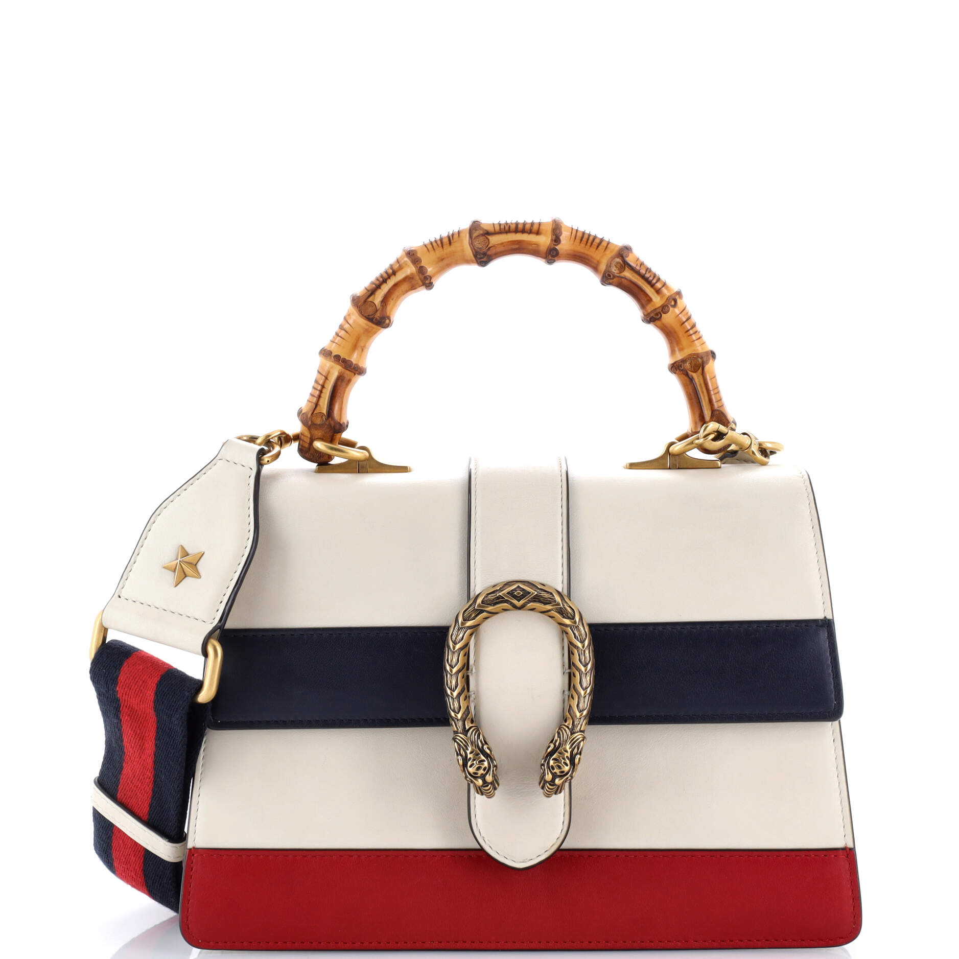 Dionysus Bamboo Top Handle Bag Colorblock Leather Medium