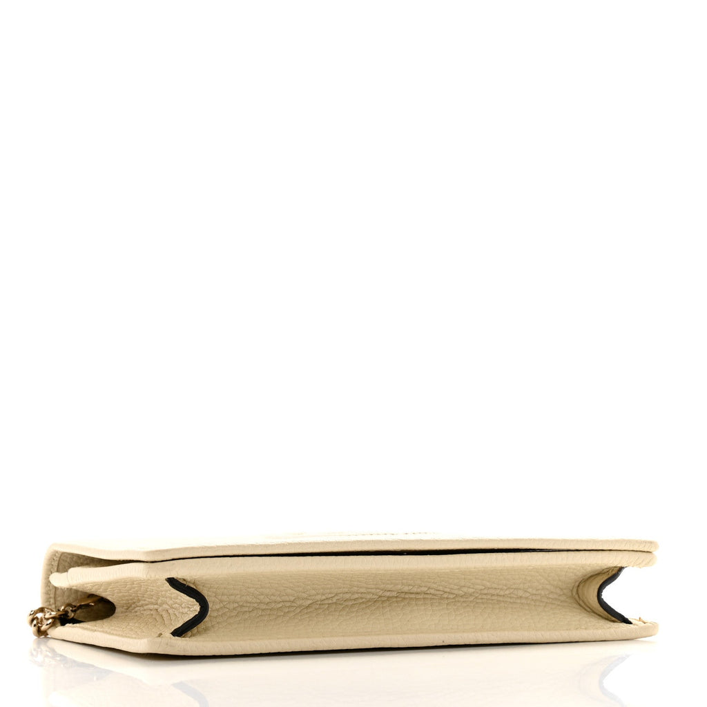 Pebbled Calfskin Soho Wallet on Chain Ivoire