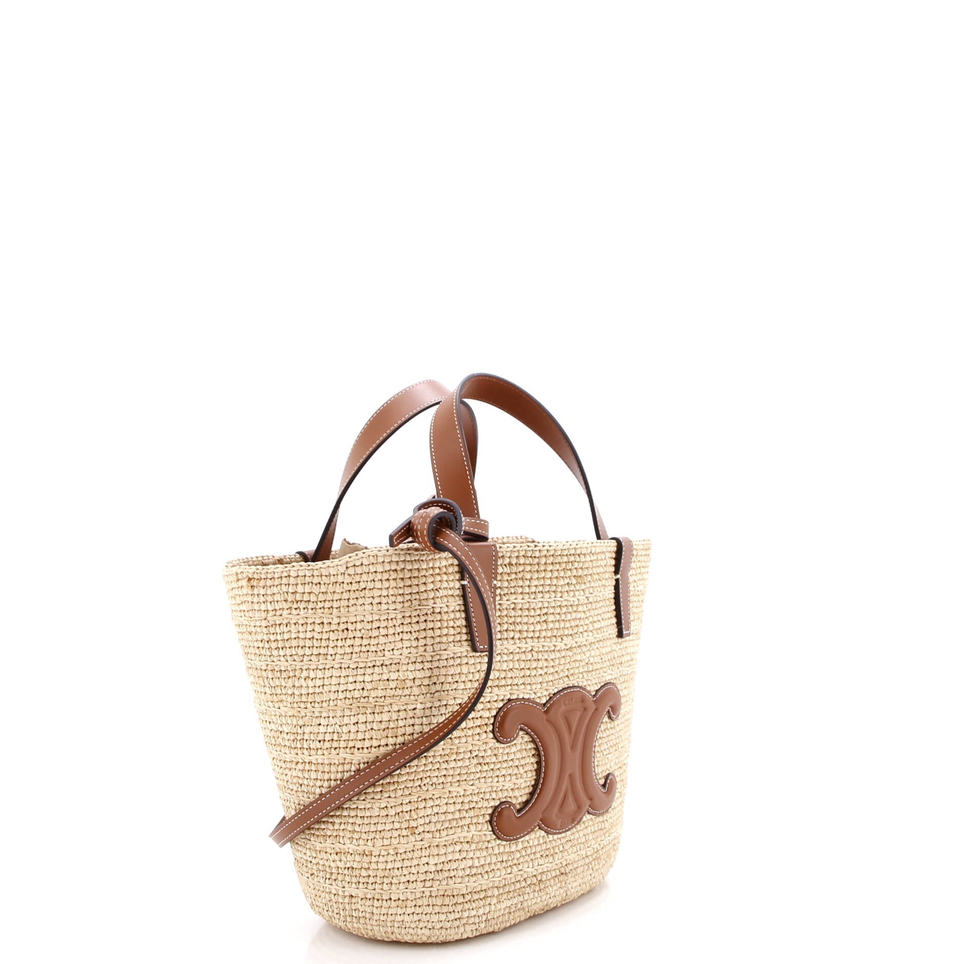 Classic Panier Basket Tote Raffia and Leather Teen