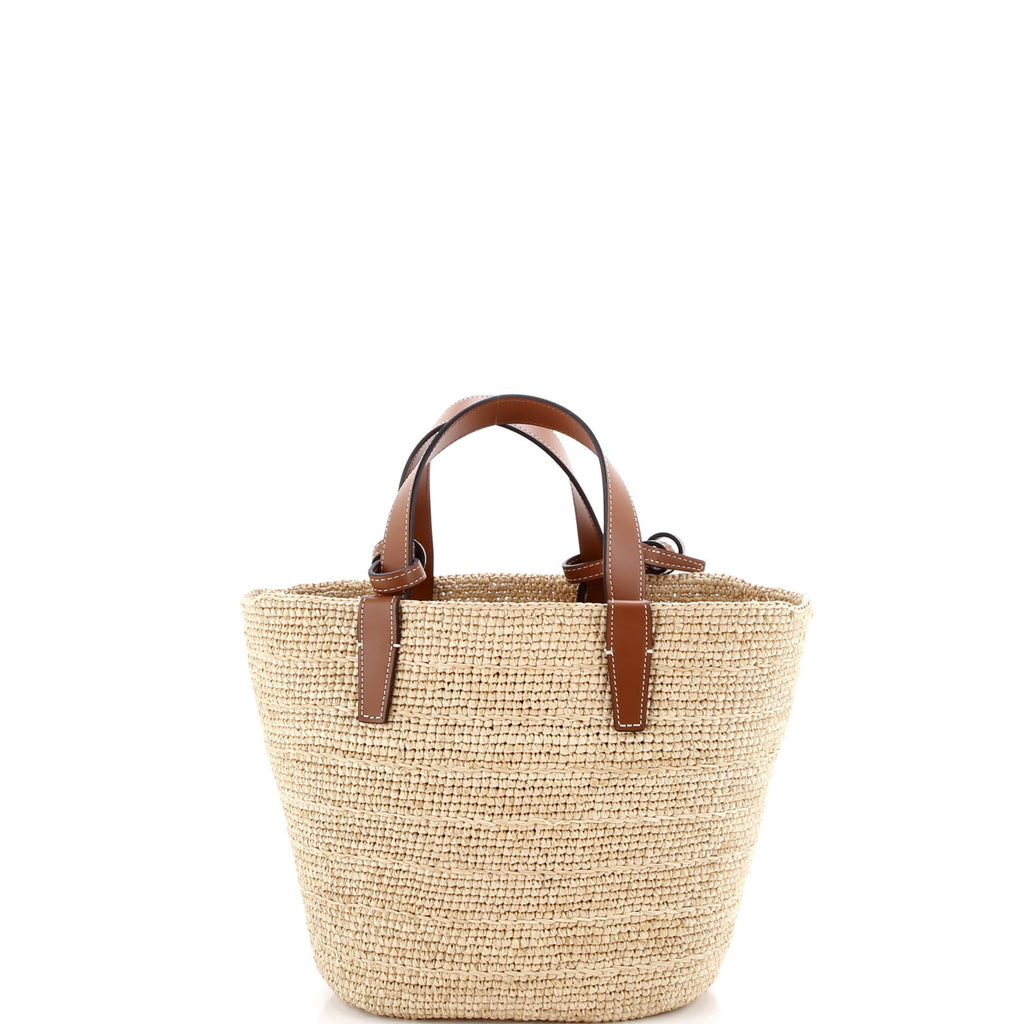 Classic Panier Basket Tote Raffia and Leather Teen
