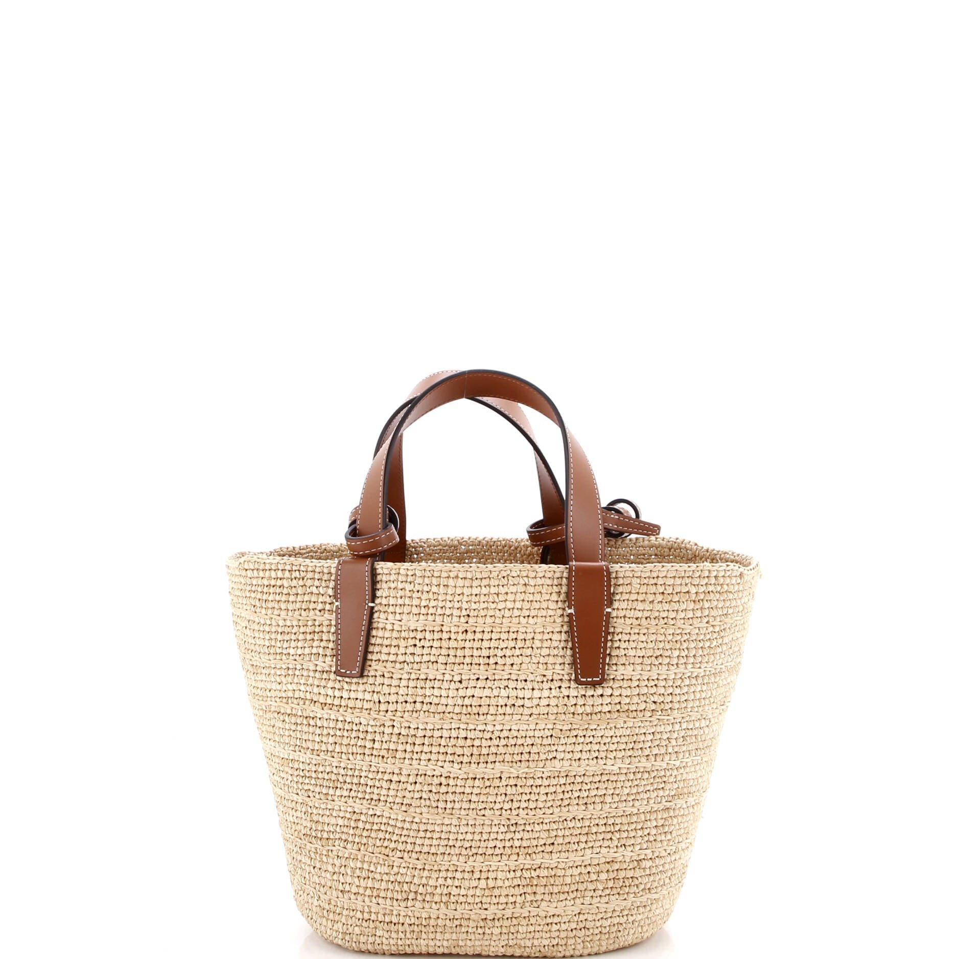 Classic Panier Basket Tote Raffia and Leather Teen