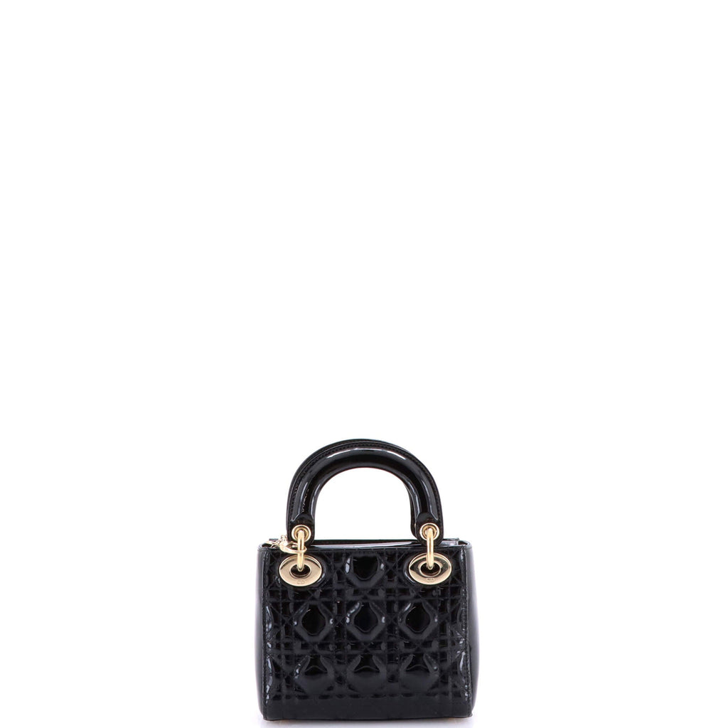Lady Dior Chain Bag Cannage Quilt Patent Mini