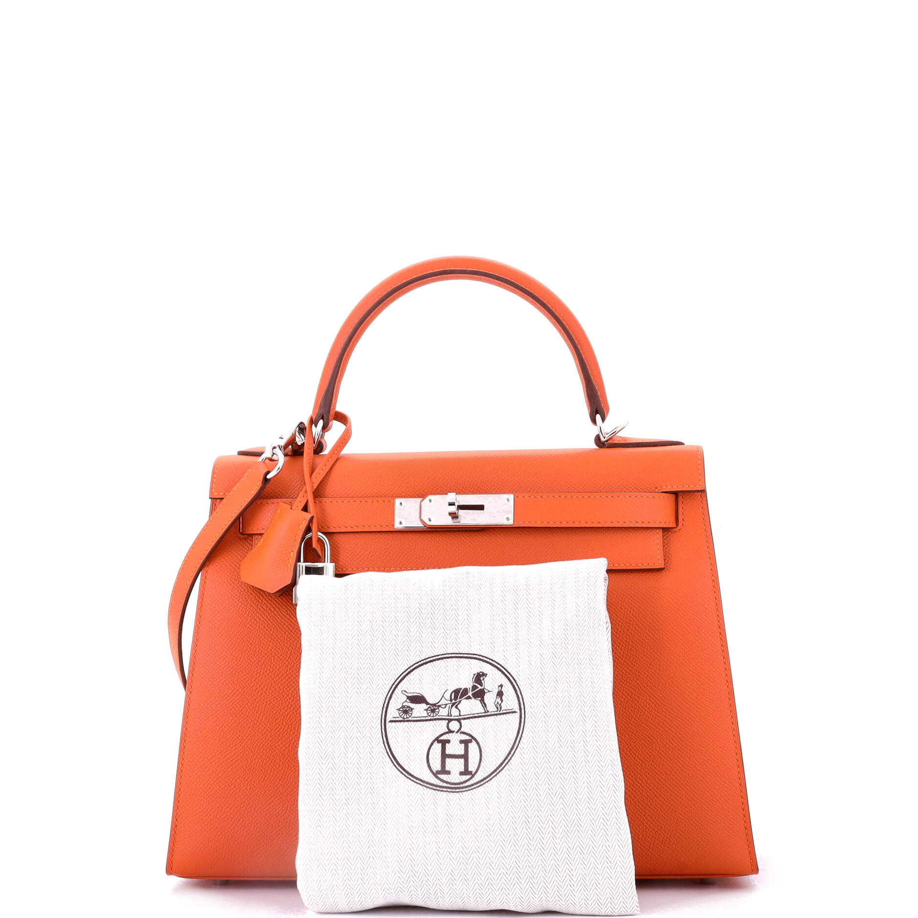 Kelly Handbag Feu Epsom with Palladium Hardware 28