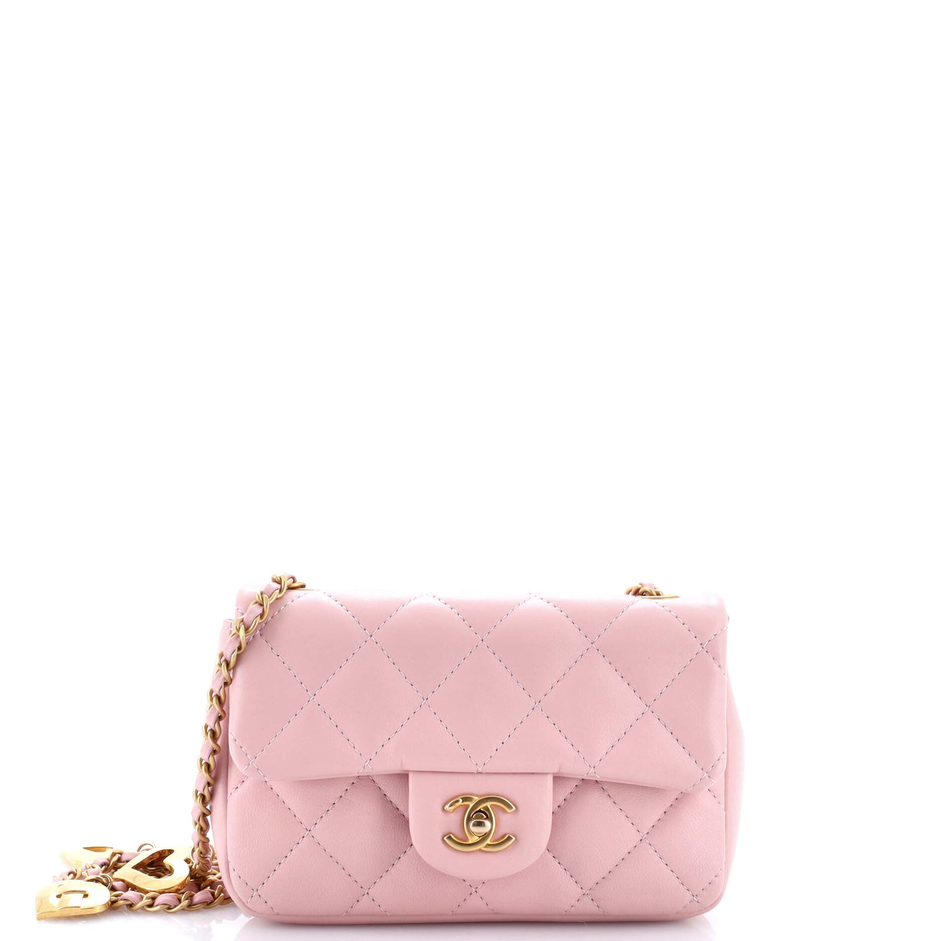 Sweet Heart Chain Flap Bag Quilted Lambskin Mini