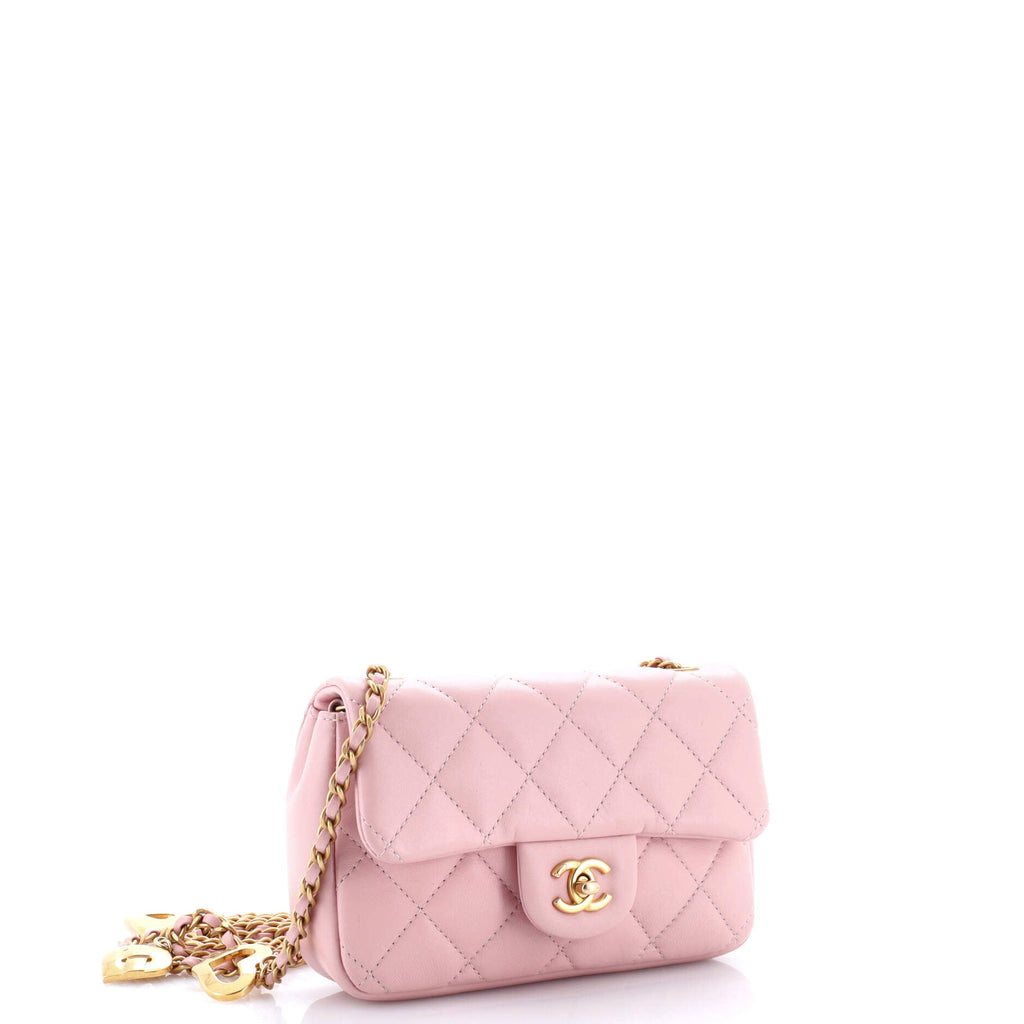Sweet Heart Chain Flap Bag Quilted Lambskin Mini