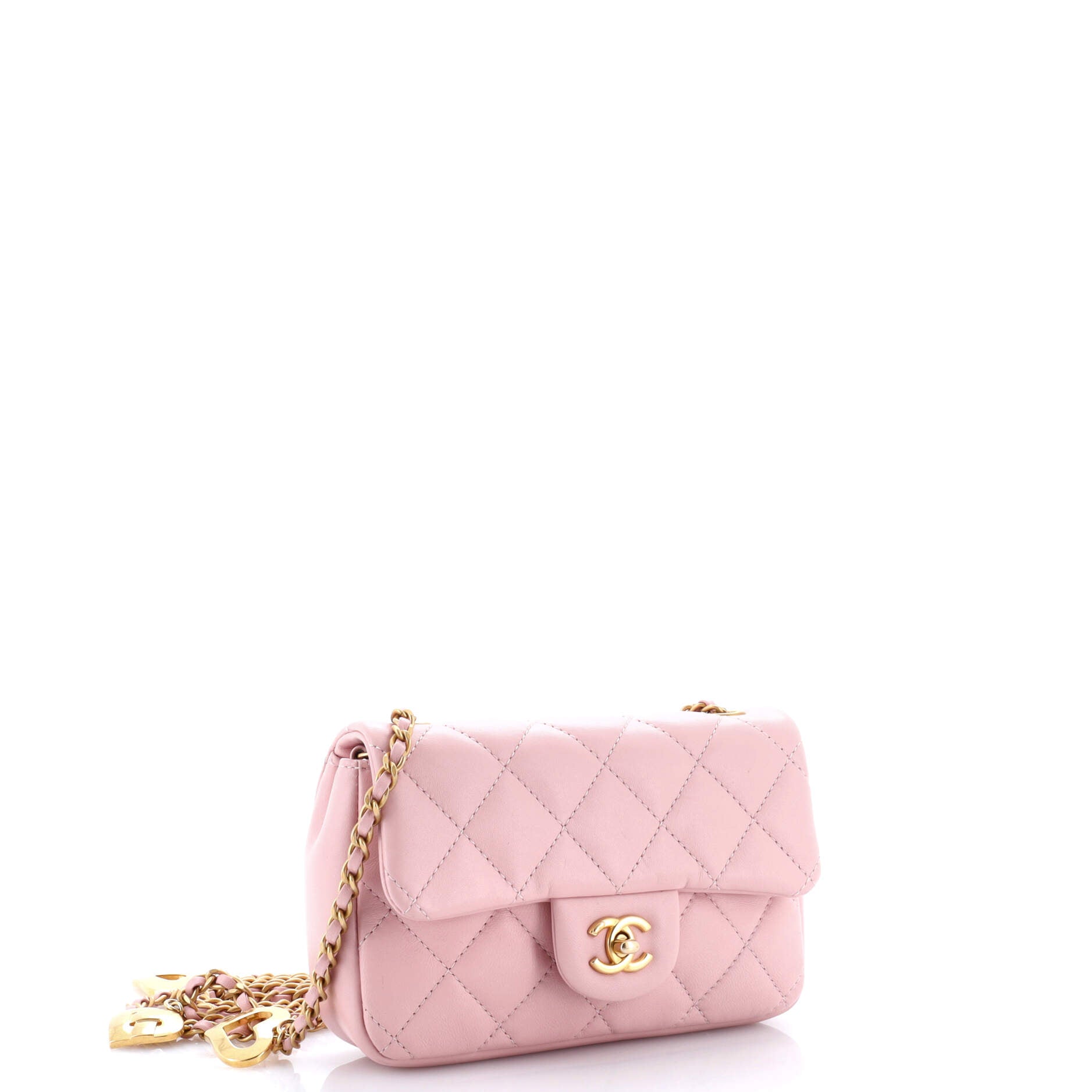 Sweet Heart Chain Flap Bag Quilted Lambskin Mini