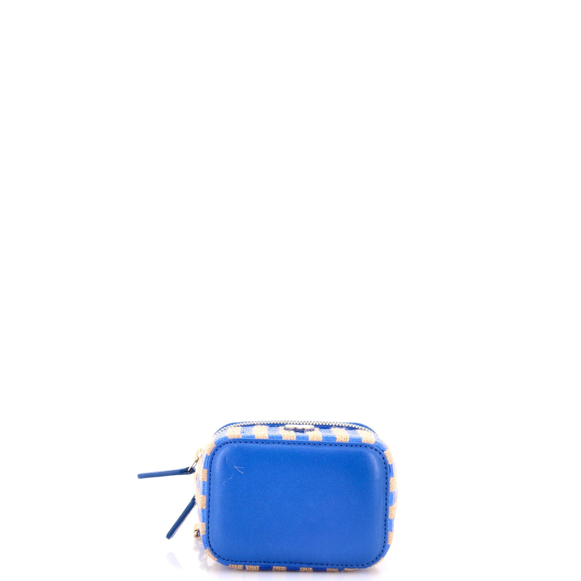 Classic Vanity Case with Chain Striped Raffia and Jute Mini