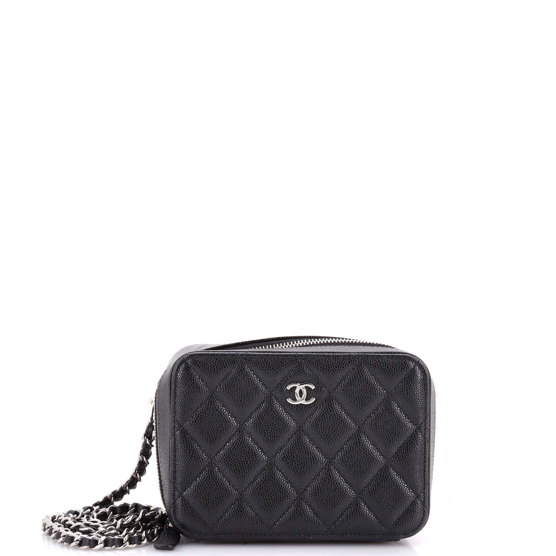 Square CC Chain Camera Bag Quilted Caviar Mini