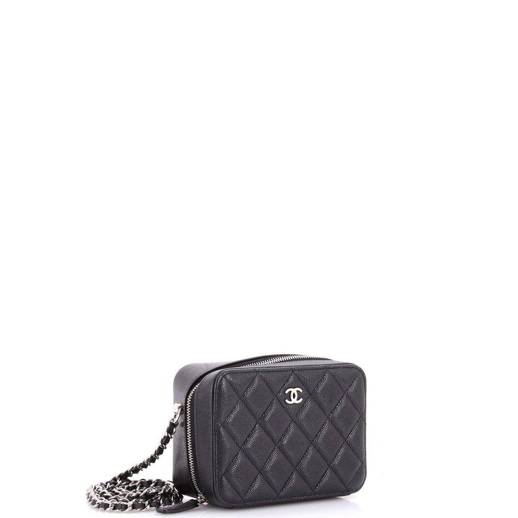 Square CC Chain Camera Bag Quilted Caviar Mini