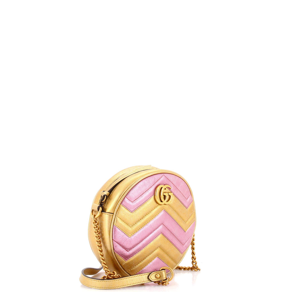 GG Marmont Round Shoulder Bag Matelasse Leather Mini