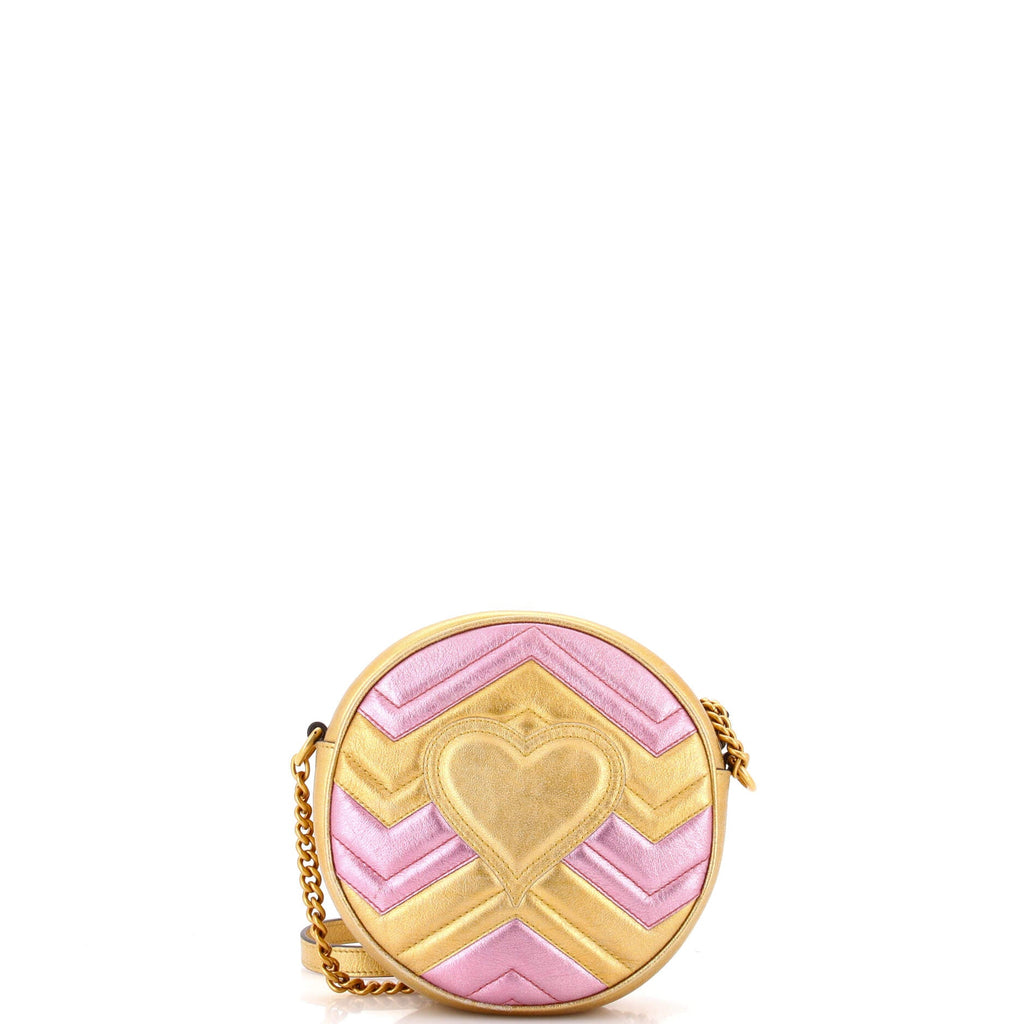 GG Marmont Round Shoulder Bag Matelasse Leather Mini