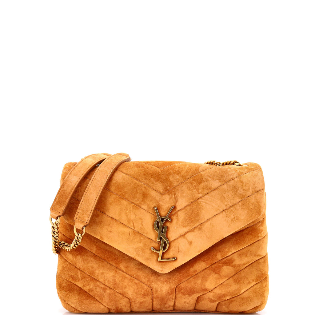 Loulou Shoulder Bag Matelasse Chevron Suede Small