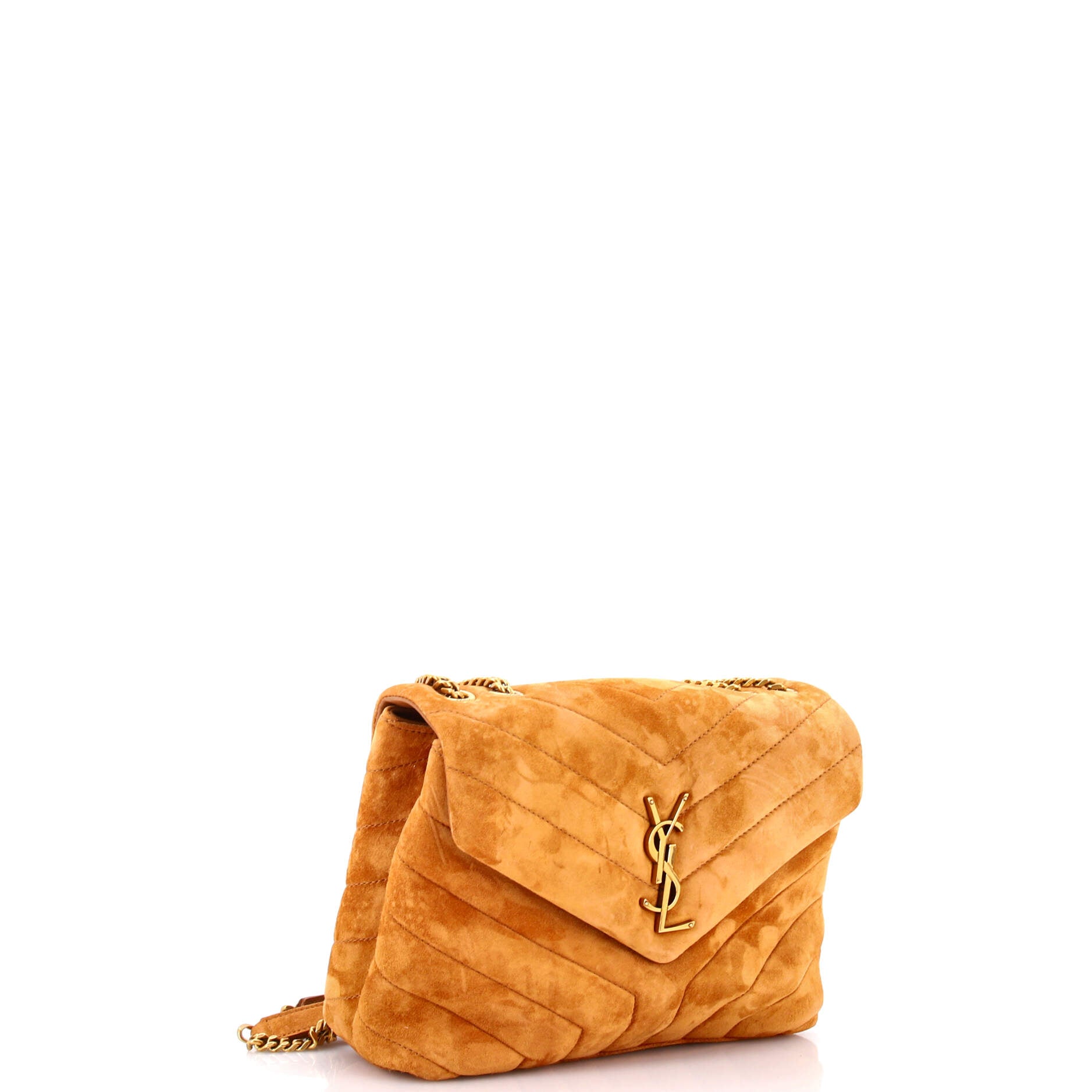Loulou Shoulder Bag Matelasse Chevron Suede Small