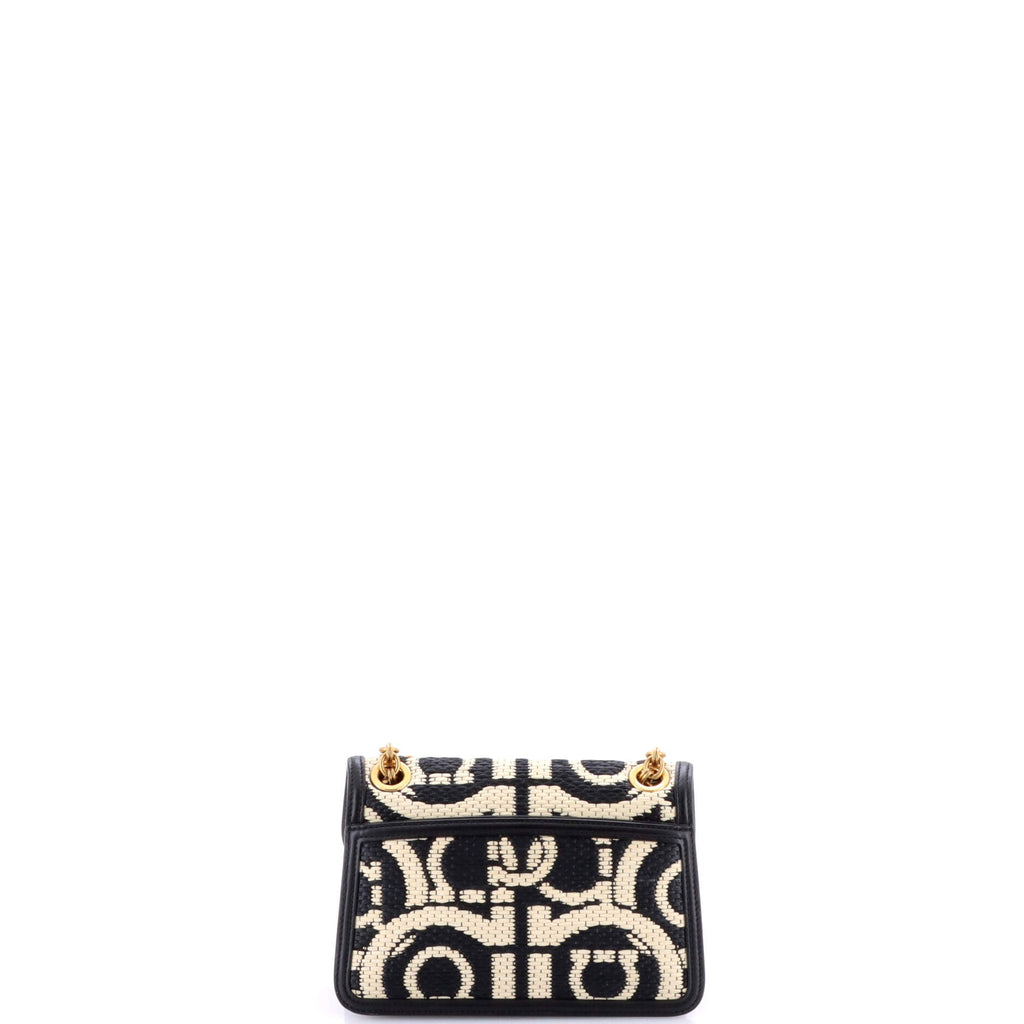 Gancini Turnlock Flap Bag Gancini Woven Raffia Small