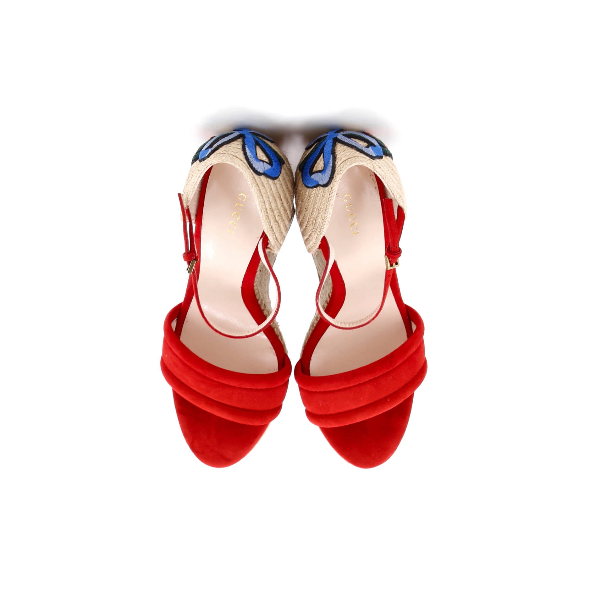 Women's Embroidered Wedge Espadrilles Suede with Applique