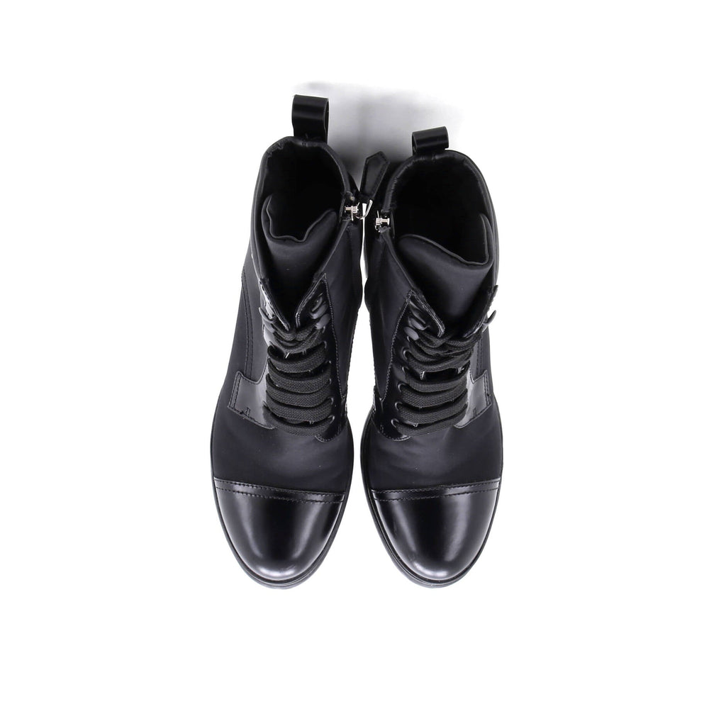 Women's Heeled Combat Boots Re-Nylon and Leather
