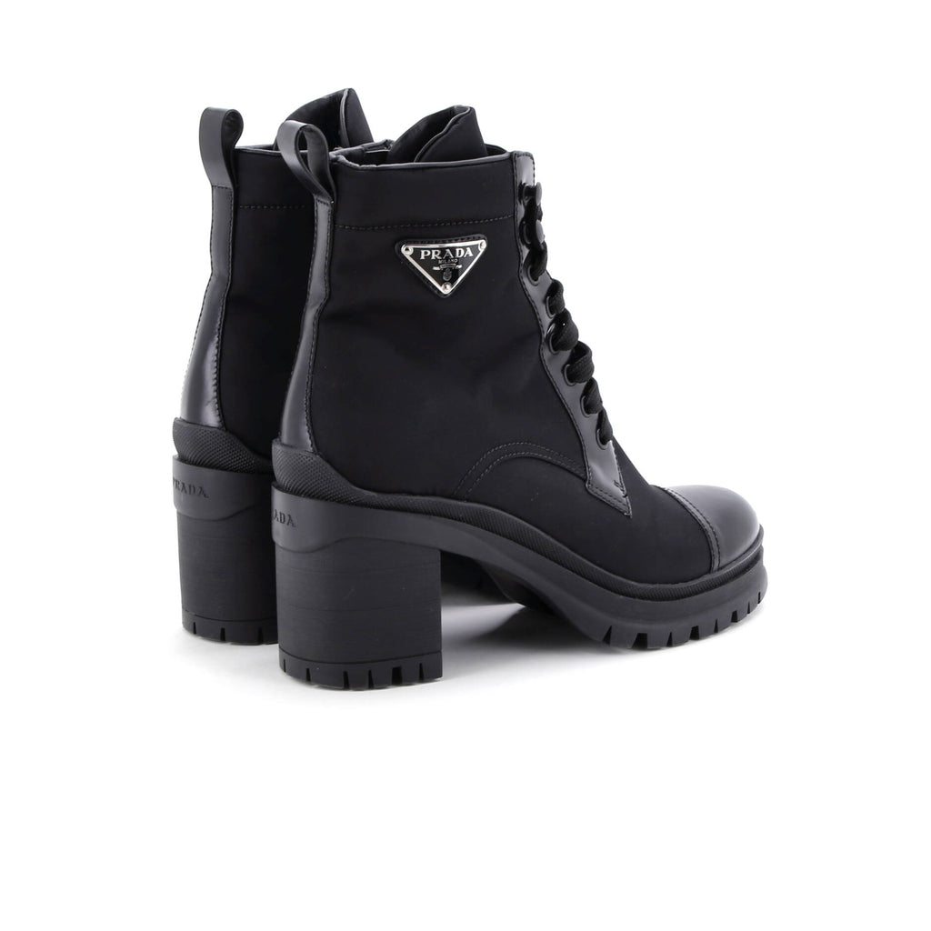Women's Heeled Combat Boots Re-Nylon and Leather