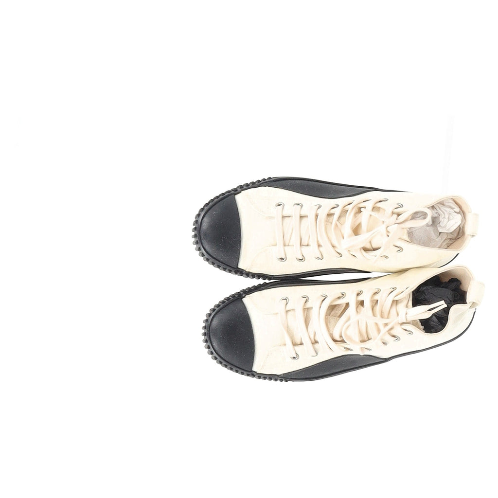 Balenciaga Rubber Cap Toe High Top Sneakers in White Canvas
