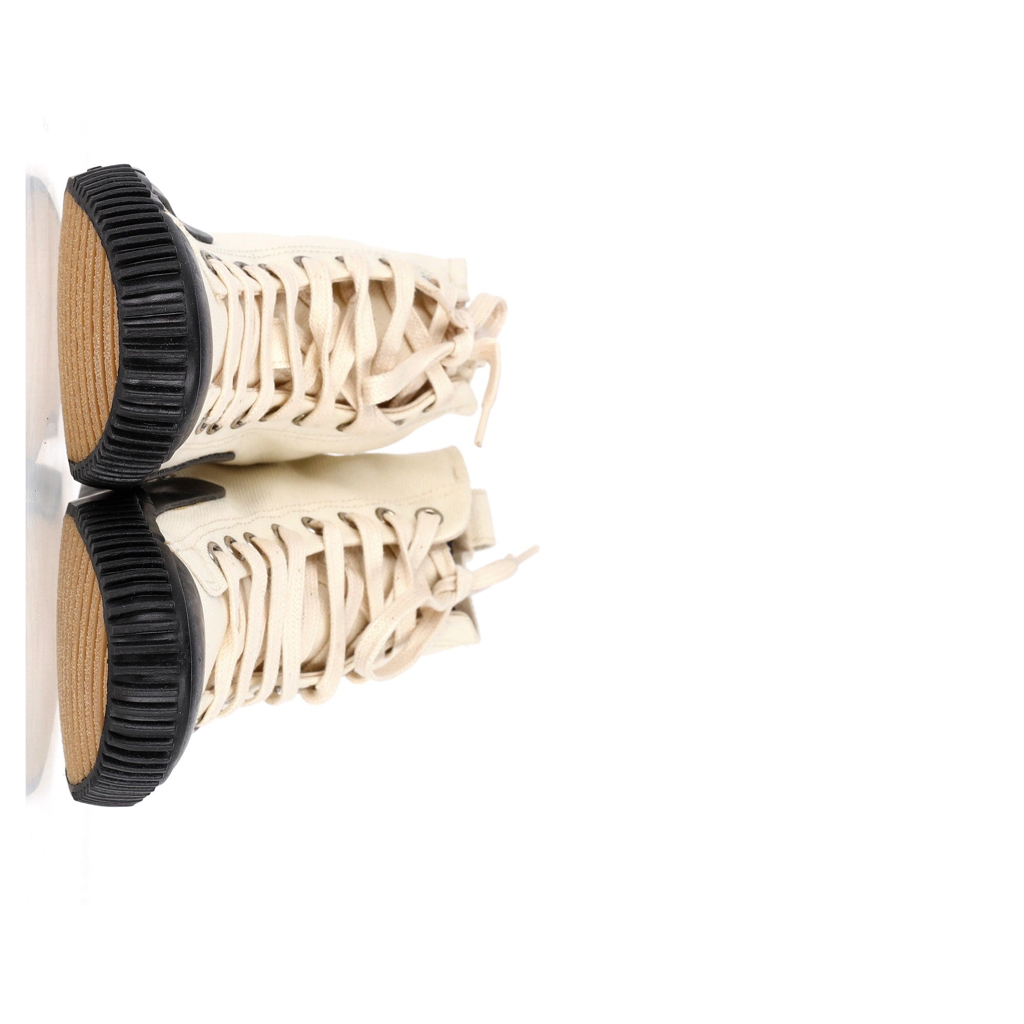 Balenciaga Rubber Cap Toe High Top Sneakers in White Canvas