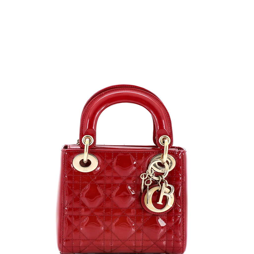 Lady Dior Chain Bag Cannage Quilt Patent Mini
