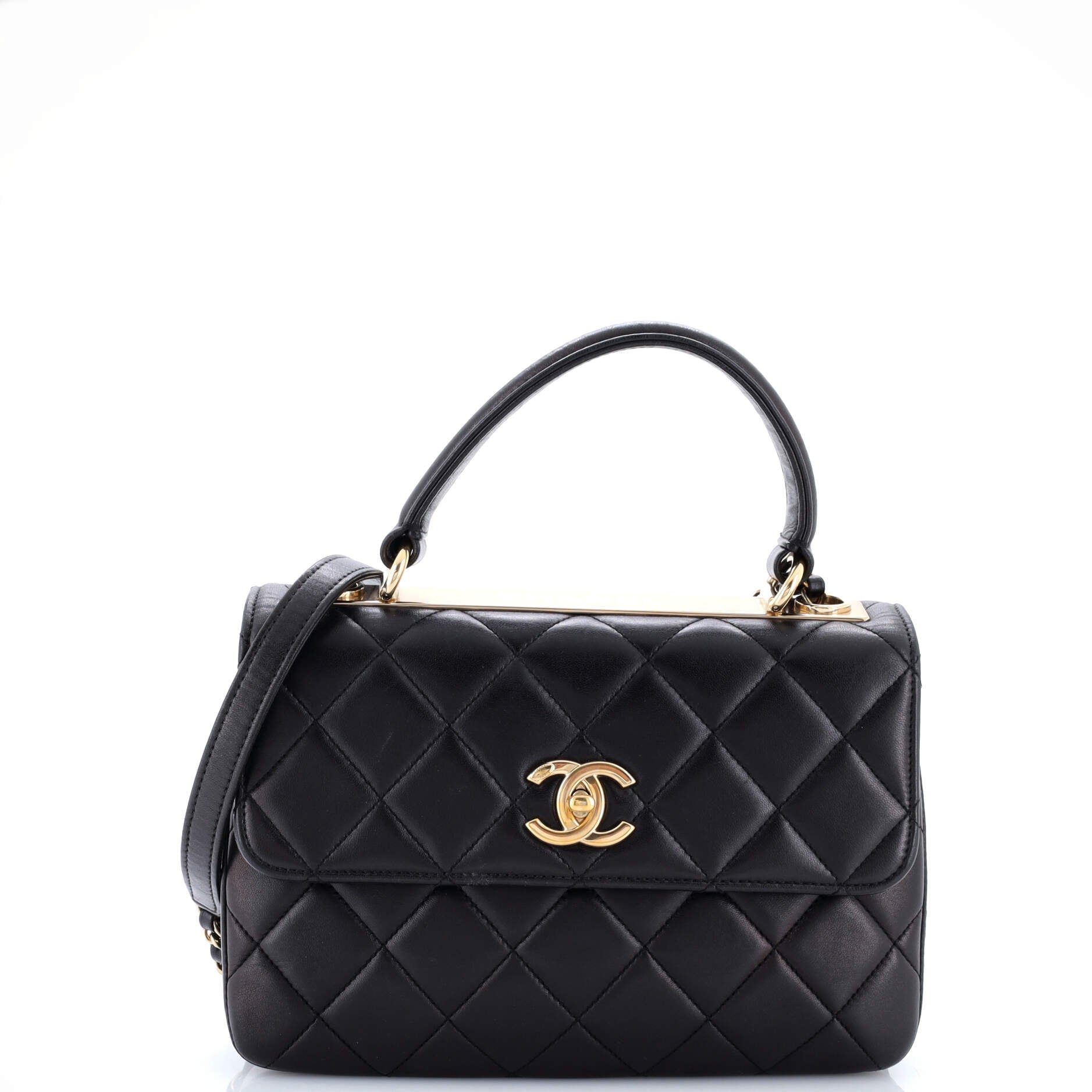 Trendy CC Top Handle Bag Quilted Lambskin Small