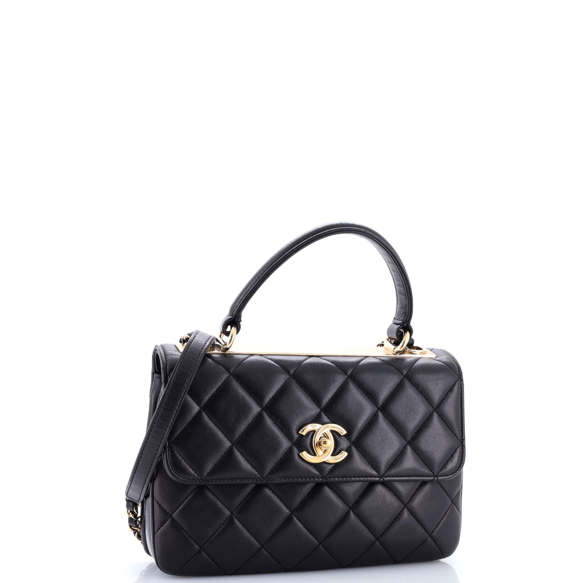 Trendy CC Top Handle Bag Quilted Lambskin Small