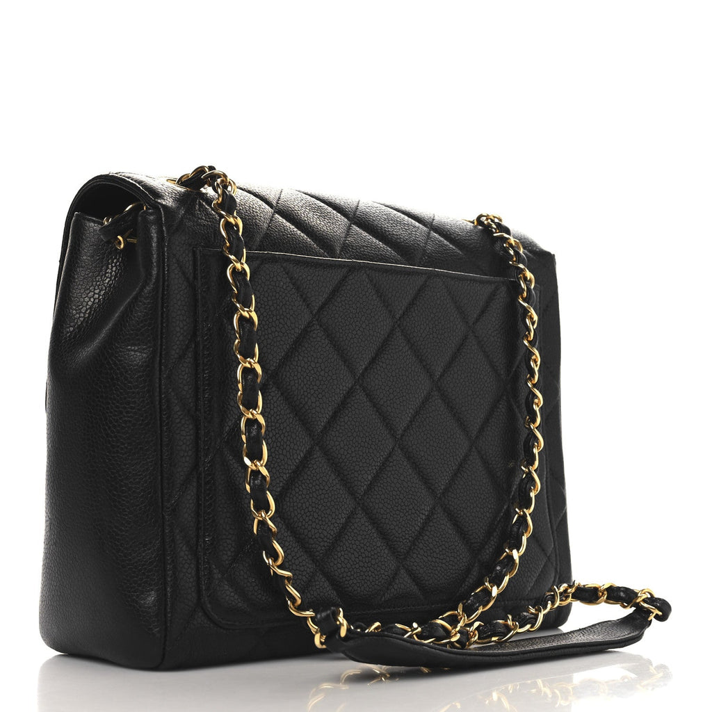 Caviar Quilted Medium Single Flap Black