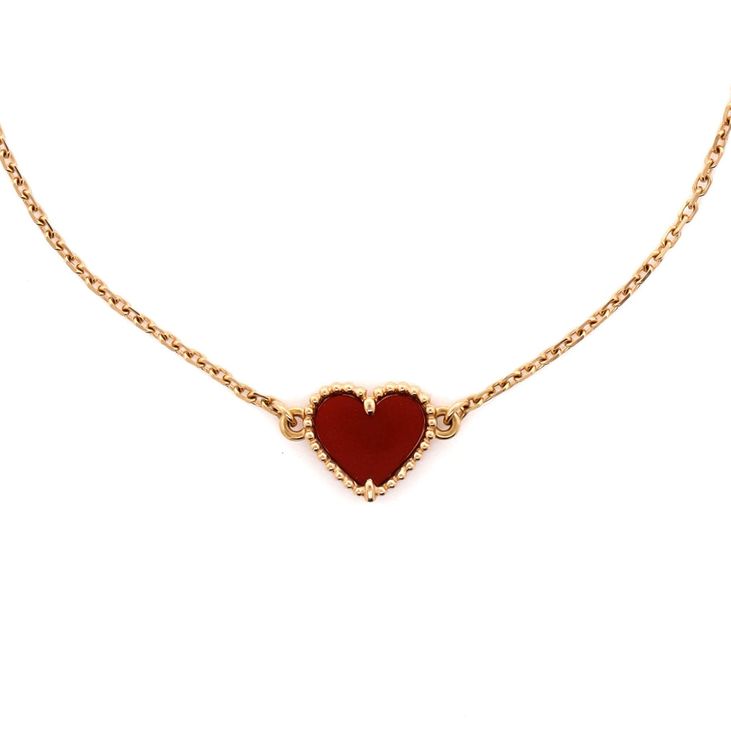 Sweet Alhambra Heart Bracelet 18K Rose Gold with Carnelian