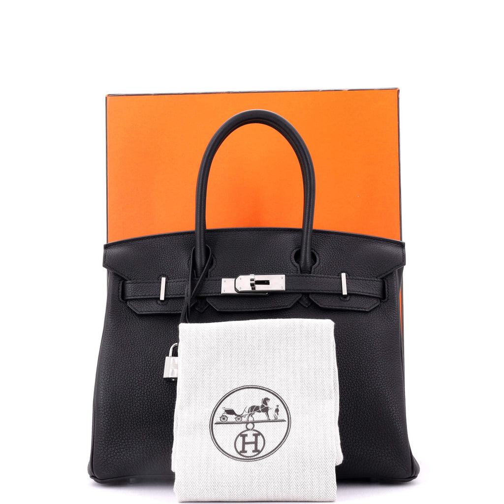 Birkin Handbag Noir Togo with Palladium Hardware 30