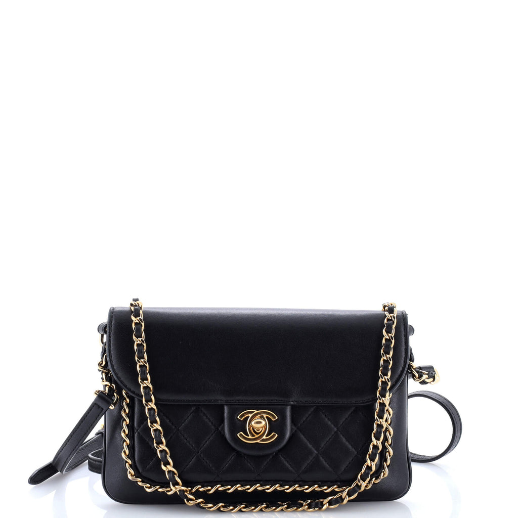 Unchained Flap Crossbody Bag Quilted Lambskin Small