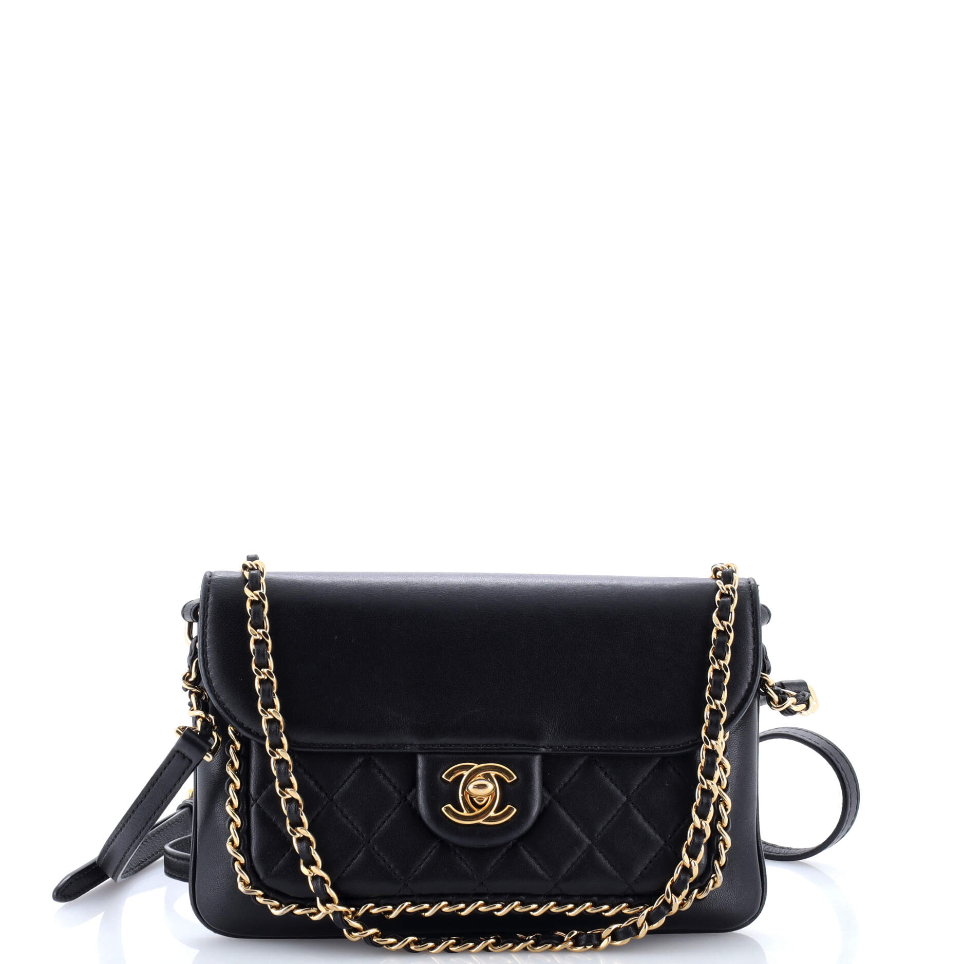 Unchained Flap Crossbody Bag Quilted Lambskin Small