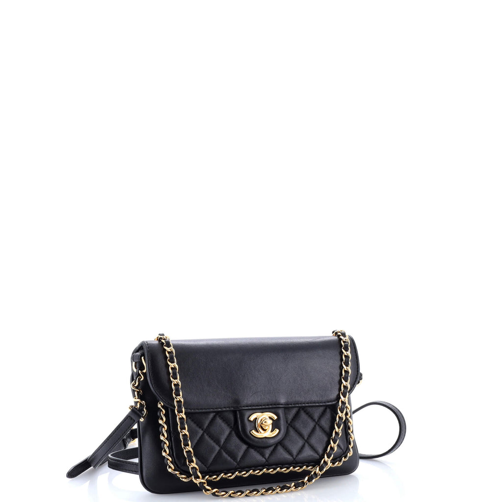 Unchained Flap Crossbody Bag Quilted Lambskin Small