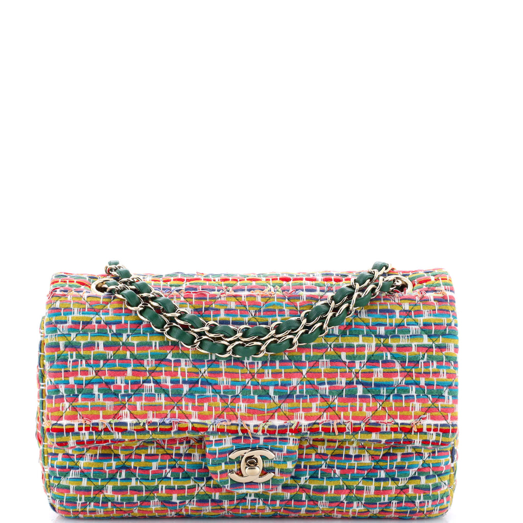 Classic Double Flap Bag Quilted Multicolor Tweed Medium