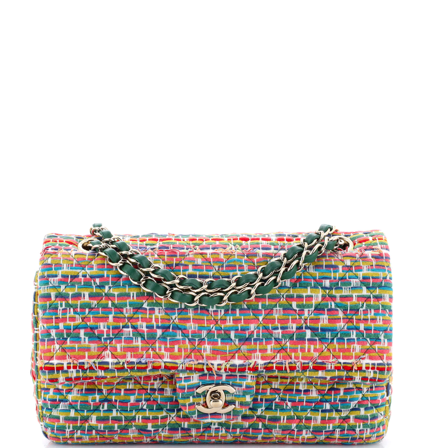 Classic Double Flap Bag Quilted Multicolor Tweed Medium