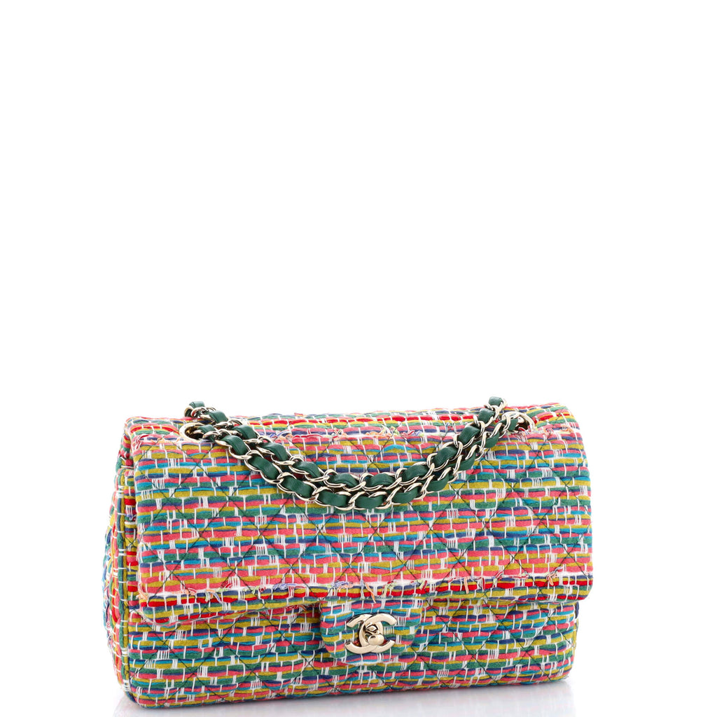 Classic Double Flap Bag Quilted Multicolor Tweed Medium