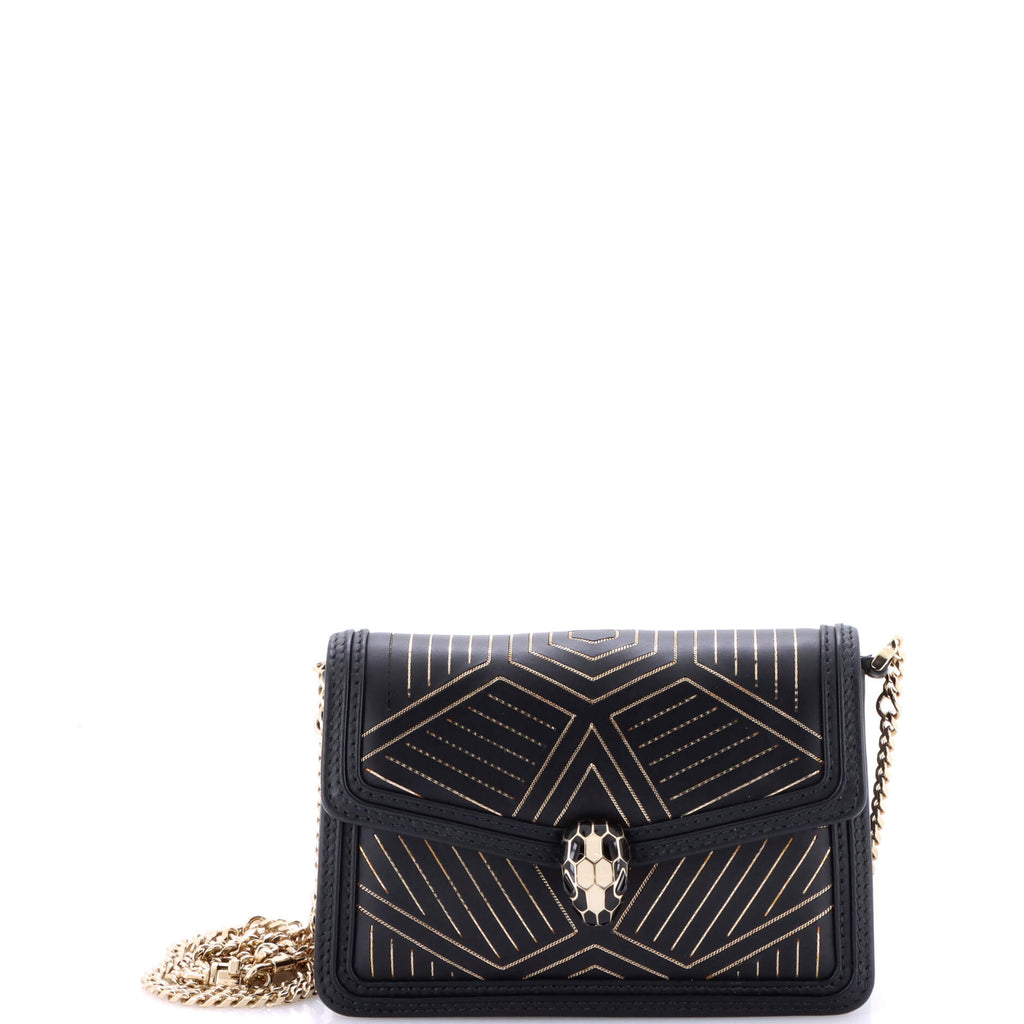 Serpenti Diamond Blast Shoulder Bag Embellished Leather Mini