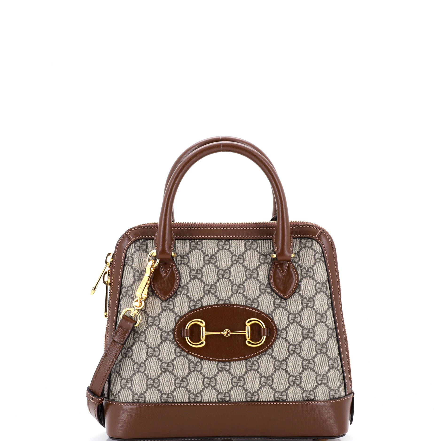 Horsebit 1955 Top Handle Bag GG Coated Canvas with Leather Small
