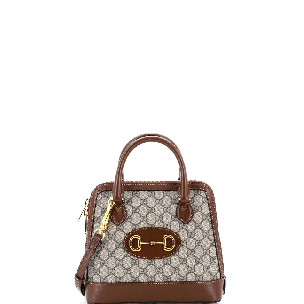 Horsebit 1955 Top Handle Bag GG Coated Canvas with Leather Small