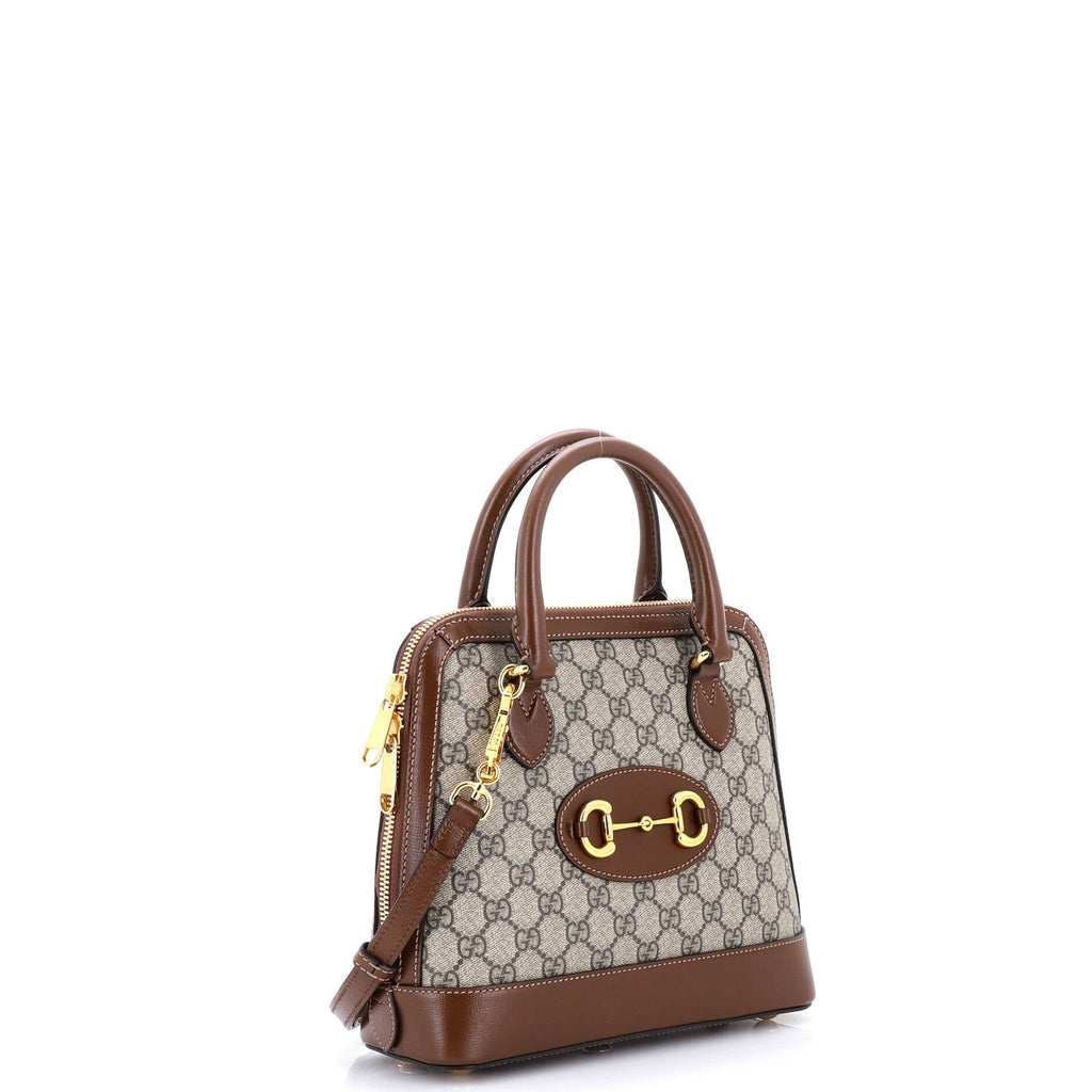 Horsebit 1955 Top Handle Bag GG Coated Canvas with Leather Small